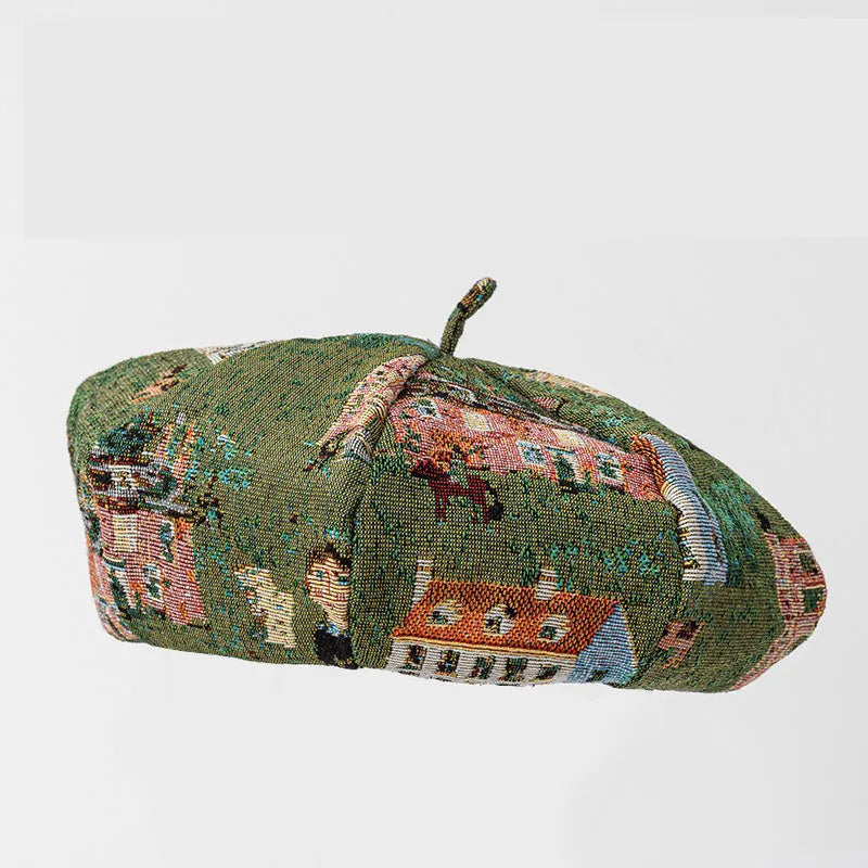 Niche Color Matching Beret Women Artistic Retro Painter Girls Design Pumpkin Berets Hat