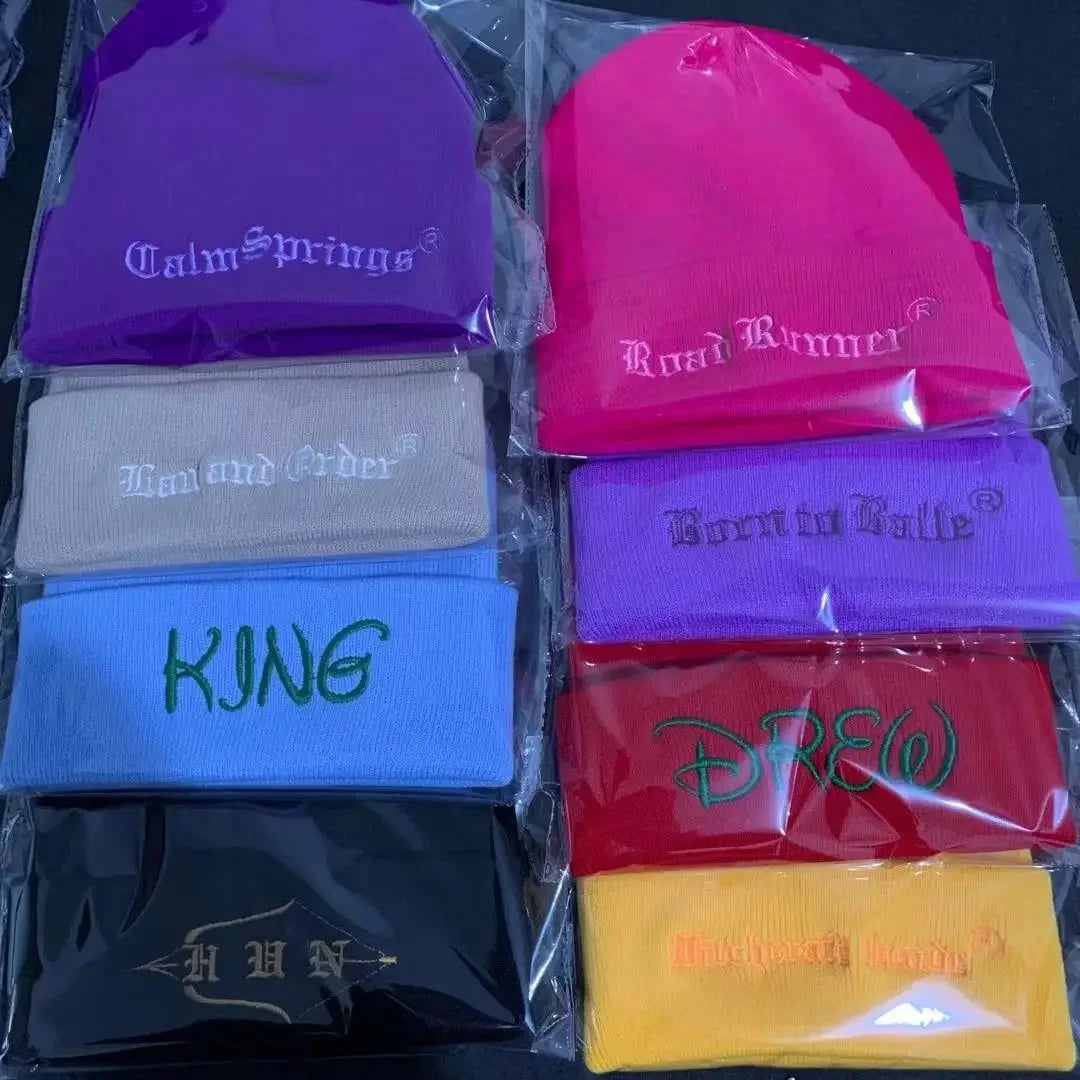 Personalized Custom Beanies Hats with Embroidery Text Logo for Men Women Warm Winter Knitted Cuff Beanie Cap Dropshipping