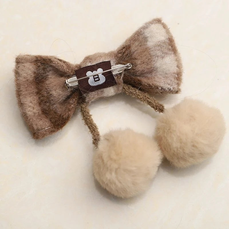 Plaid beret 2025 new British fashion Japanese woolen bow hat women's autumn and winter versatile