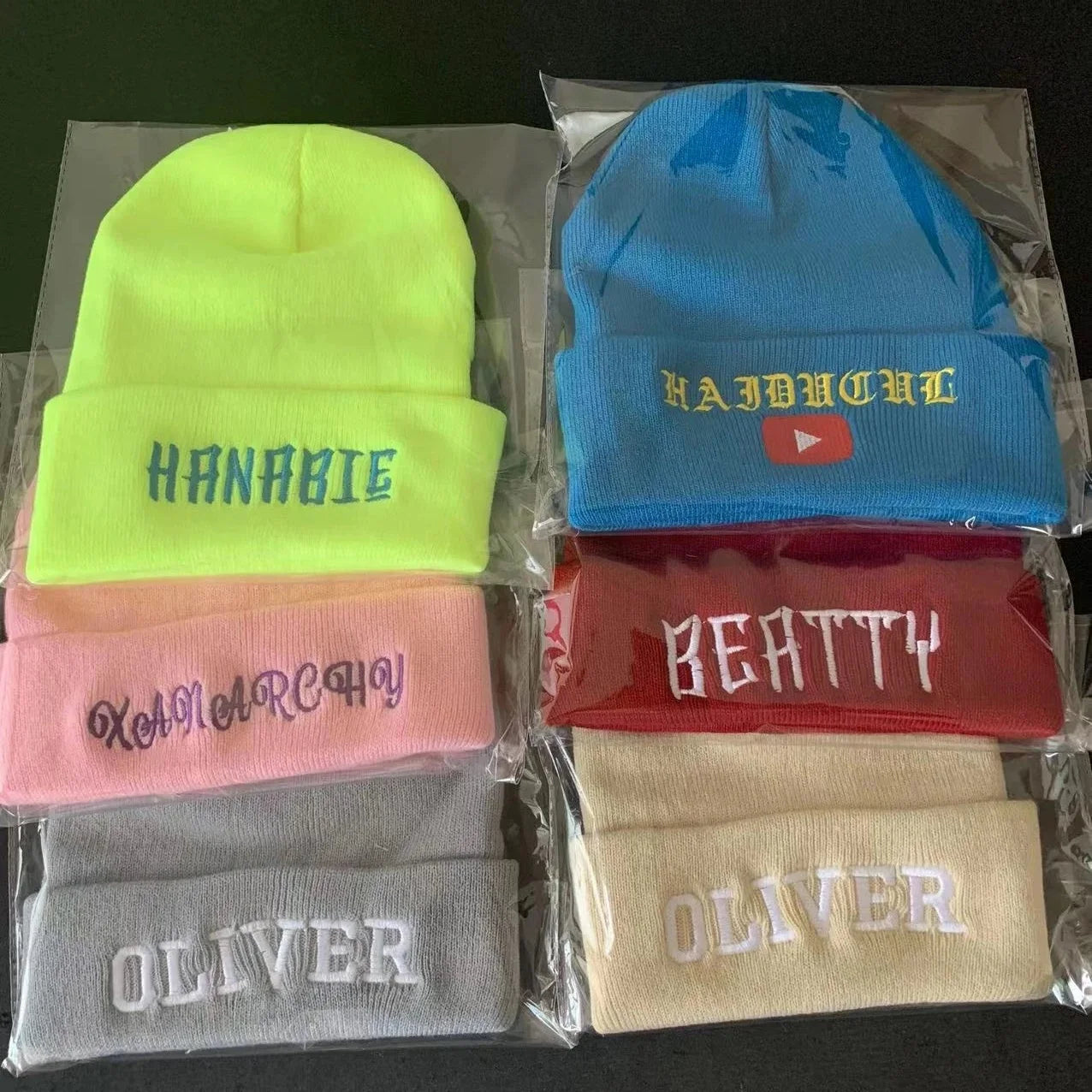 Personalized Custom Beanies Hats with Embroidery Text Logo for Men Women Warm Winter Knitted Cuff Beanie Cap Dropshipping