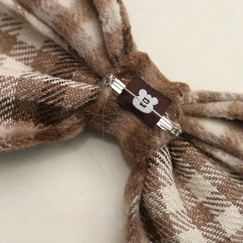 Plaid beret 2025 new British fashion Japanese woolen bow hat women's autumn and winter versatile